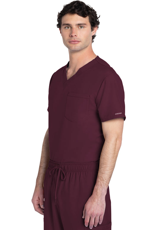 Originals Ultra CK778A Unisex V-Neck Top Wine Model Image Right Side | Cherokee