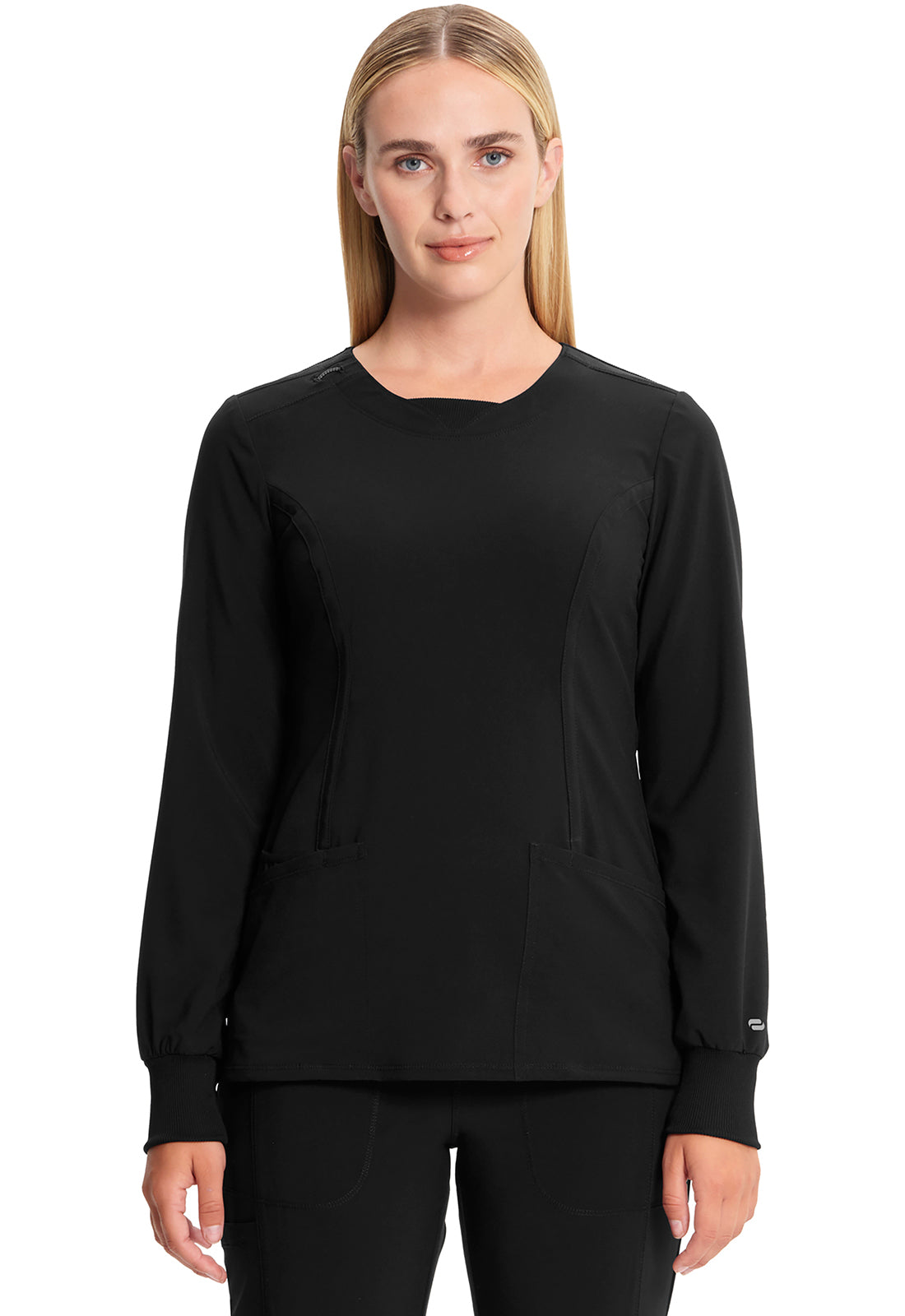 Classics CK781A Long Sleeve Round Neck Top Black Model Image Front | Infinity