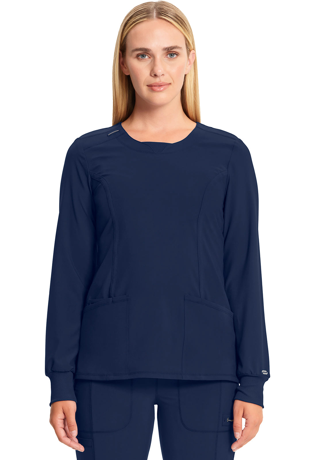 Classics CK781A Long Sleeve Round Neck Top Navy Model Image Front | Infinity