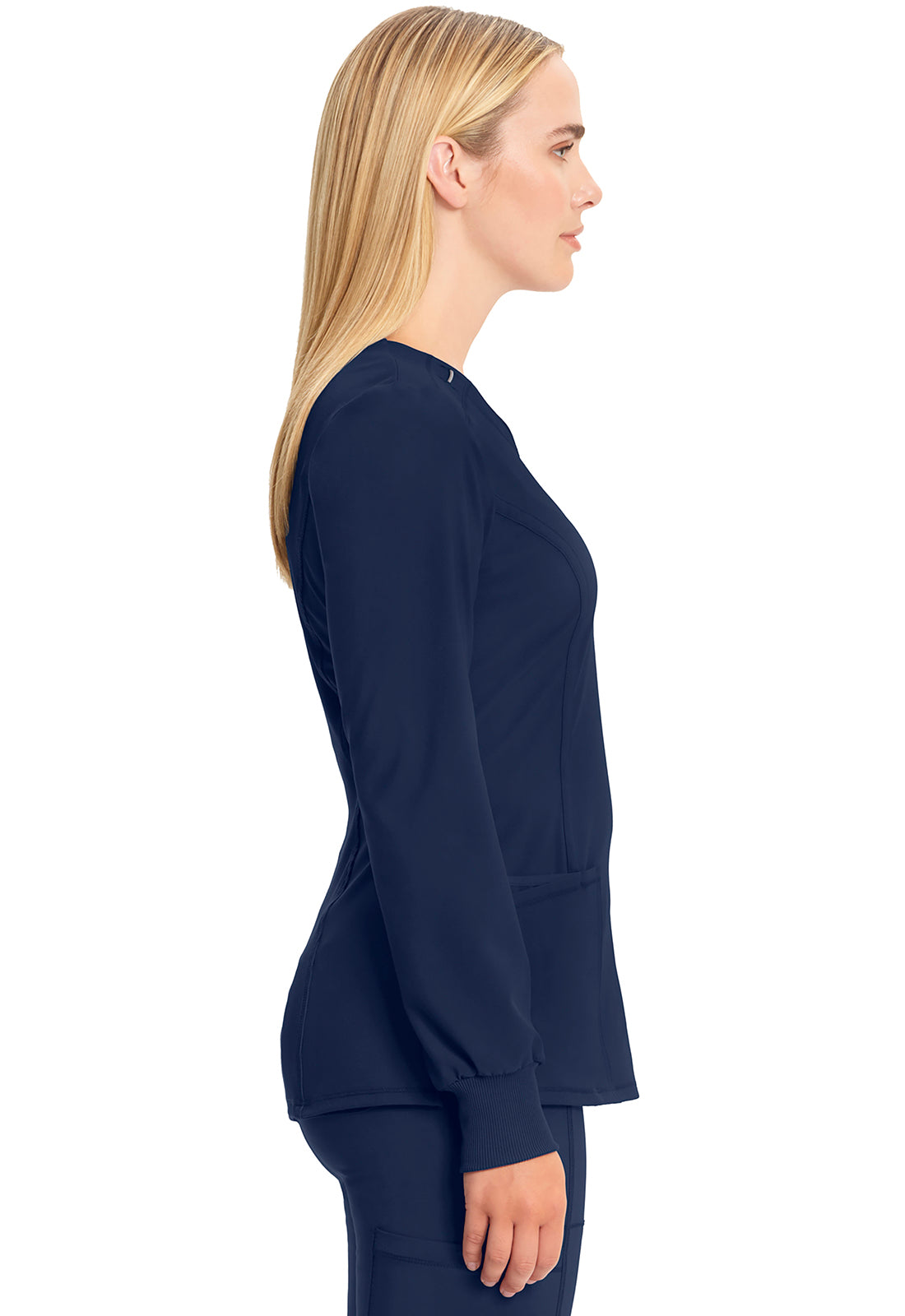 Classics CK781A Long Sleeve Round Neck Top Navy Model Image Right Side | Infinity