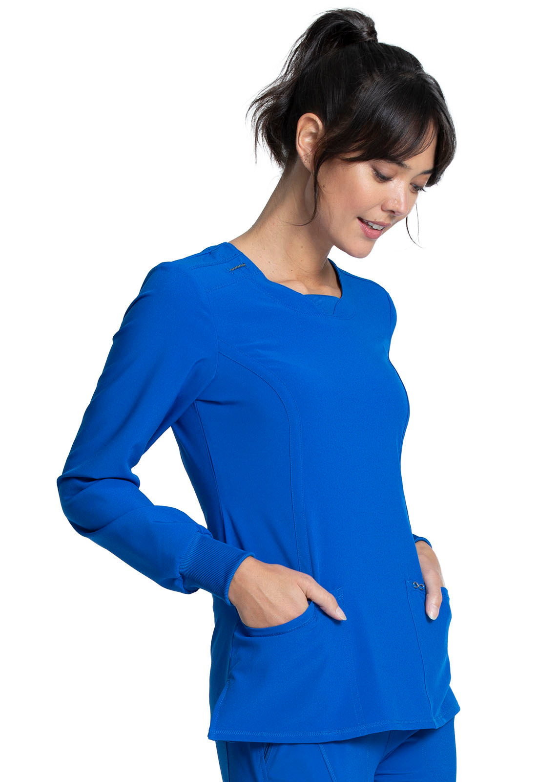 Classics CK781A Long Sleeve Round Neck Top Royal Model Image Left Side | Infinity