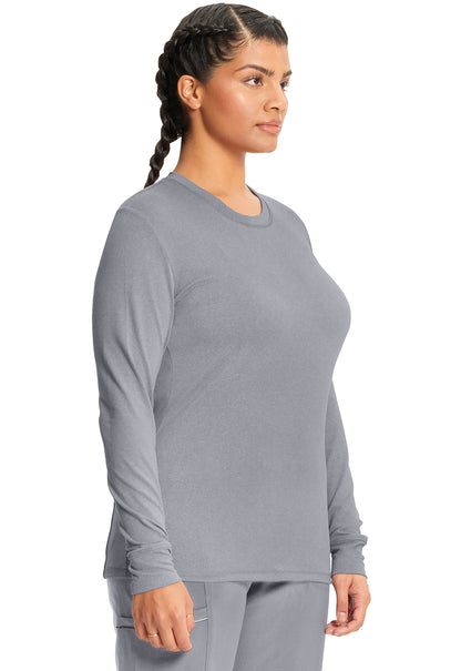 Classics CK782 Long Sleeve Underscrub Knit Tee Grey Model Image Left Side | Infinity