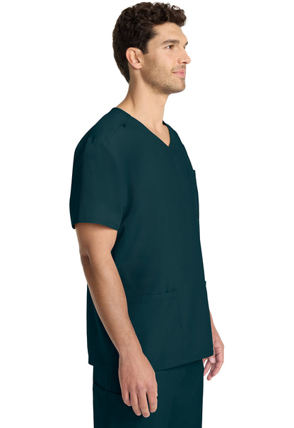 Originals Ultra CK783A Men's Tuck-in V-Neck Top Caribbean Blue Model Image Left Side | Cherokee