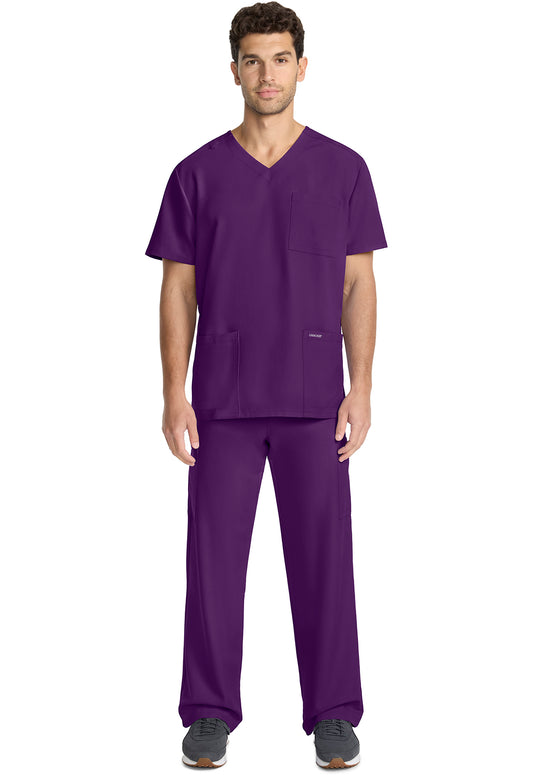 Workwear Originals Ultra CK783A Men's 3-Pocket V-Neck Scrub Top Eggplant