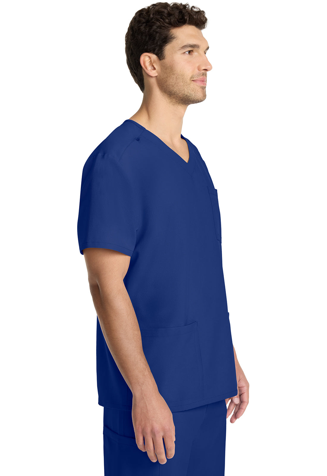 Originals Ultra CK783A Men's Tuck-in V-Neck Top Galaxy Blue Model Image Left Side | Cherokee