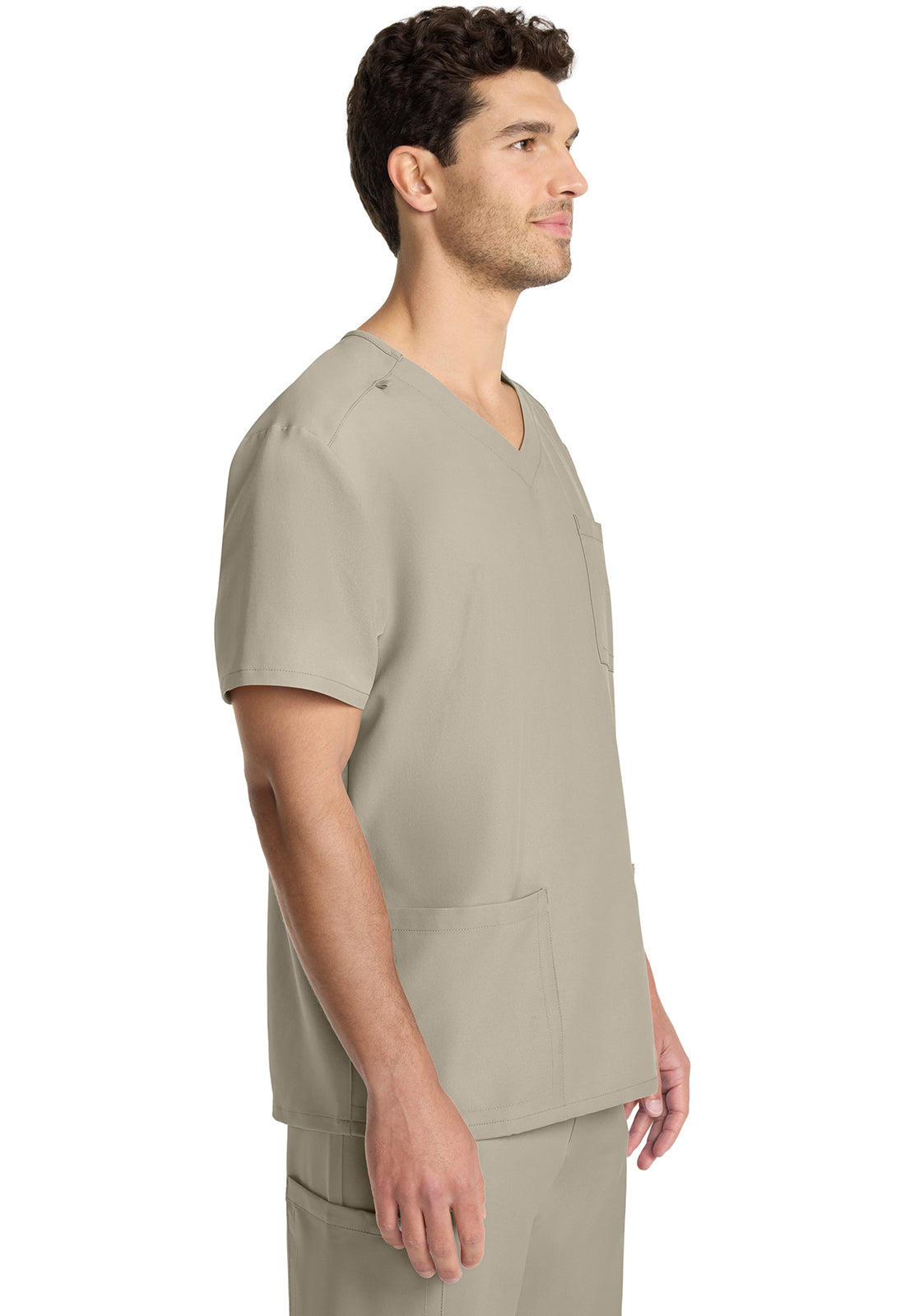 Originals Ultra CK783A Men's Tuck-in V-Neck Top KHAKI Model Image Left Side | Cherokee