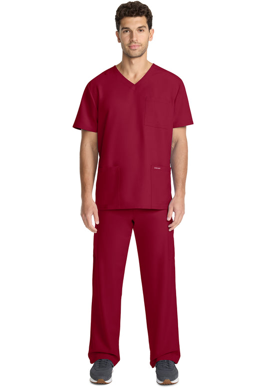 Workwear Originals Ultra CK783A Men's 3-Pocket V-Neck Scrub Top Red