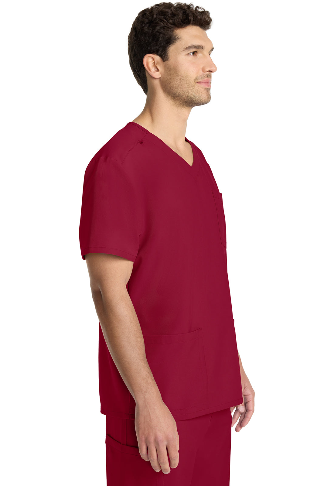 Originals Ultra CK783A Men's Tuck-in V-Neck Top RED Model Image Left Side | Cherokee