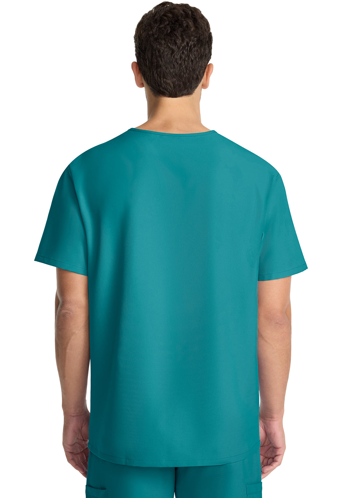 Originals Ultra CK783A Men's Tuck-in V-Neck Top Teal Blue Model Image Back | Cherokee