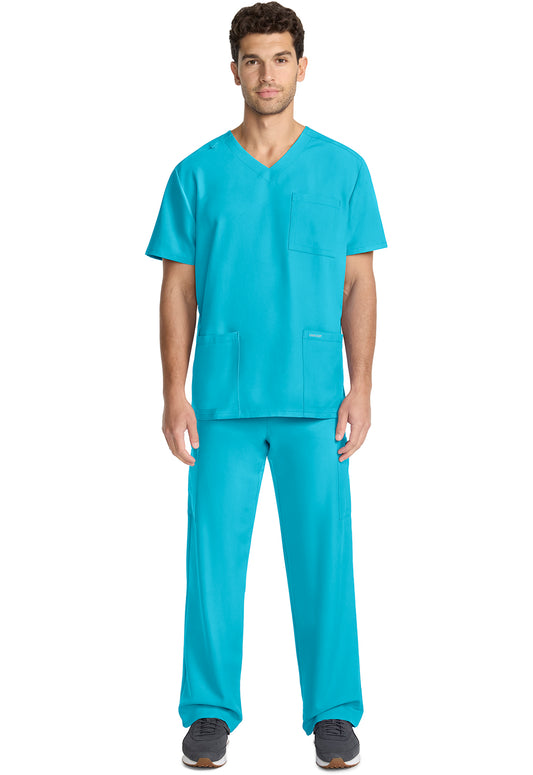 Workwear Originals Ultra CK783A Men's 3-Pocket V-Neck Scrub Top Turquoise