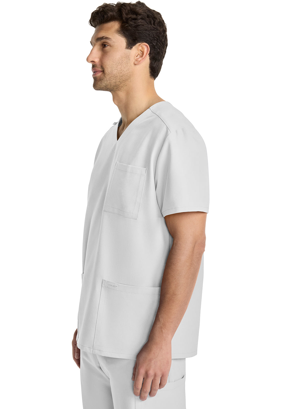 Originals Ultra CK783A Men's Tuck-in V-Neck Top White Model Image Right Side | Cherokee