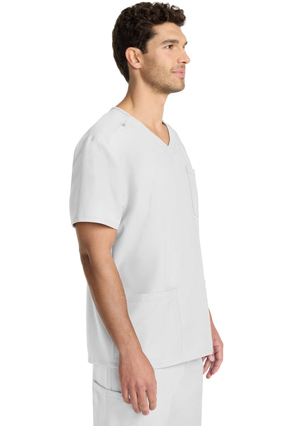 Originals Ultra CK783A Men's Tuck-in V-Neck Top White Model Image Left Side | Cherokee