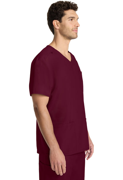 Originals Ultra CK783A Men's Tuck-in V-Neck Top Wine Model Image Left Side | Cherokee