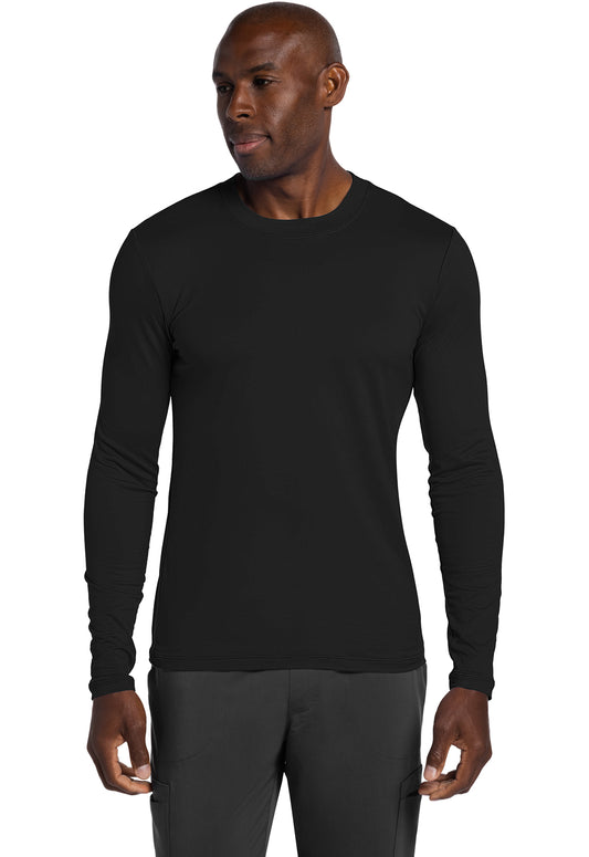 Basics CK807 Men's Long Sleeve Underscrub Knit Tee Black Model Image Front | Cherokee