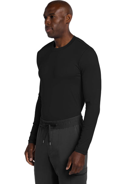 Basics CK807 Men's Long Sleeve Underscrub Knit Tee Black Model Image Right Side | Cherokee