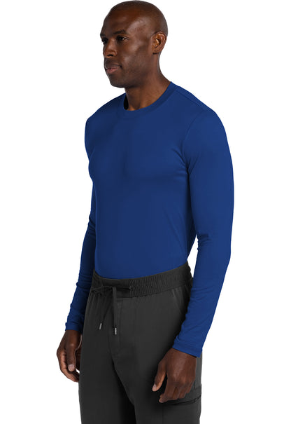 Basics CK807 Men's Long Sleeve Underscrub Knit Tee Galaxy Blue Model Image Right Side | Cherokee