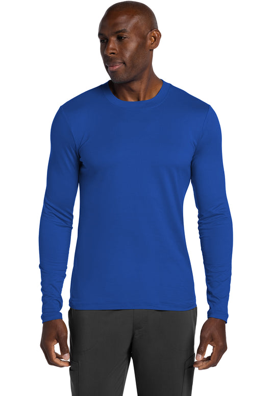 Basics CK807 Men's Long Sleeve Underscrub Knit Tee Royal Model Image Front | Cherokee