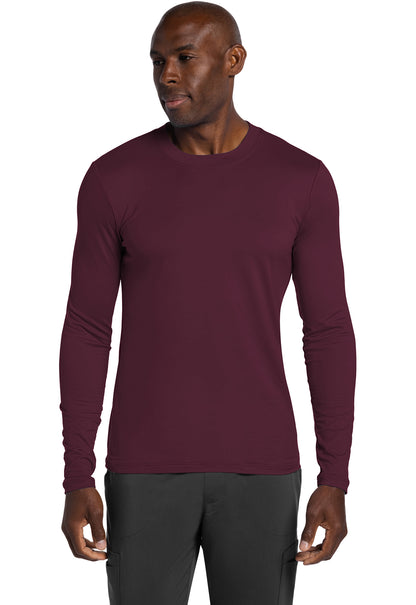 Basics CK807 Men's Long Sleeve Underscrub Knit Tee Wine Model Image Front | Cherokee