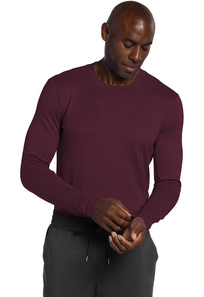 Basics CK807 Men's Long Sleeve Underscrub Knit Tee Wine Model Image Left Side | Cherokee