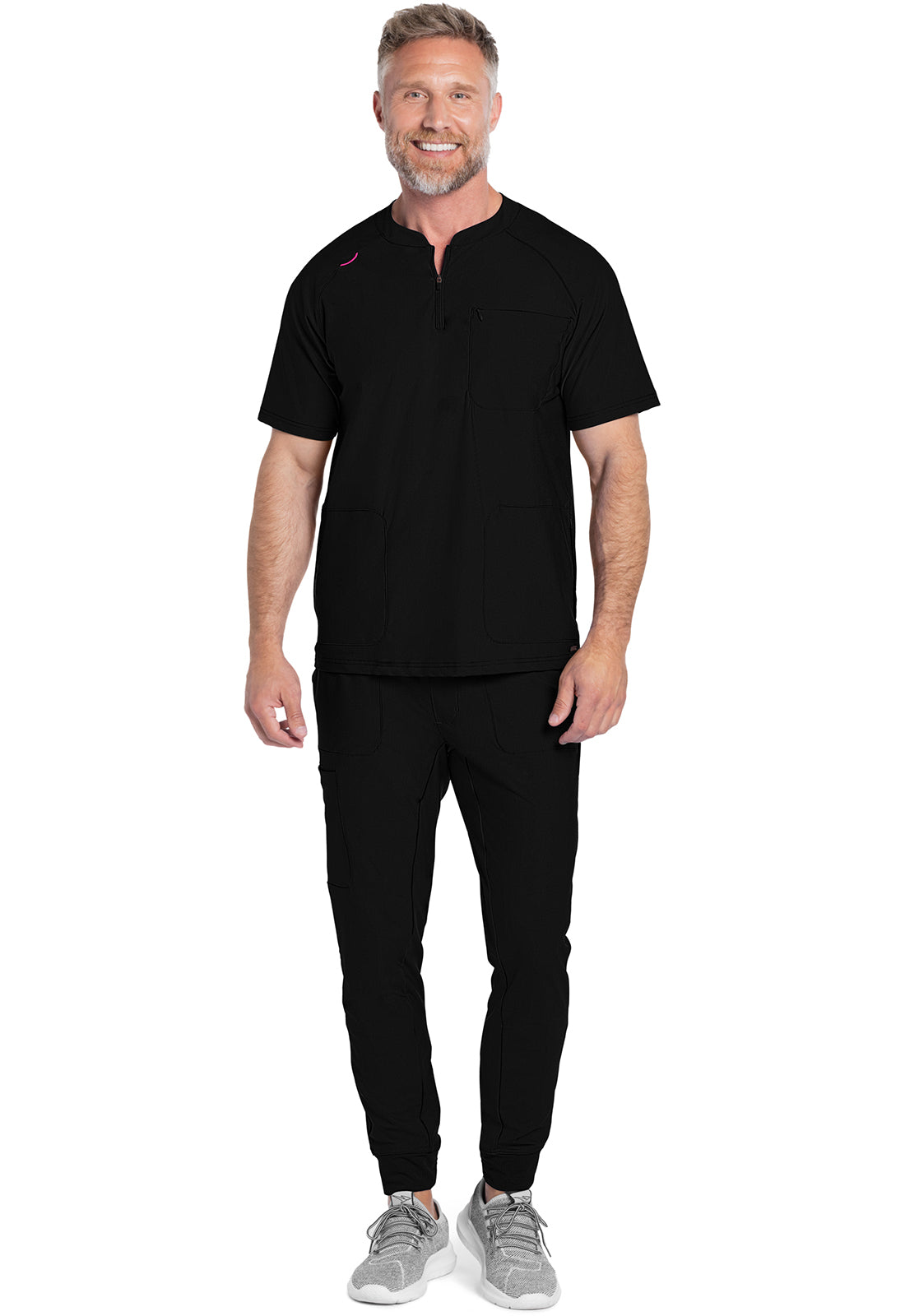 Form CK812 Men's Quarter Zip Henley Top Black