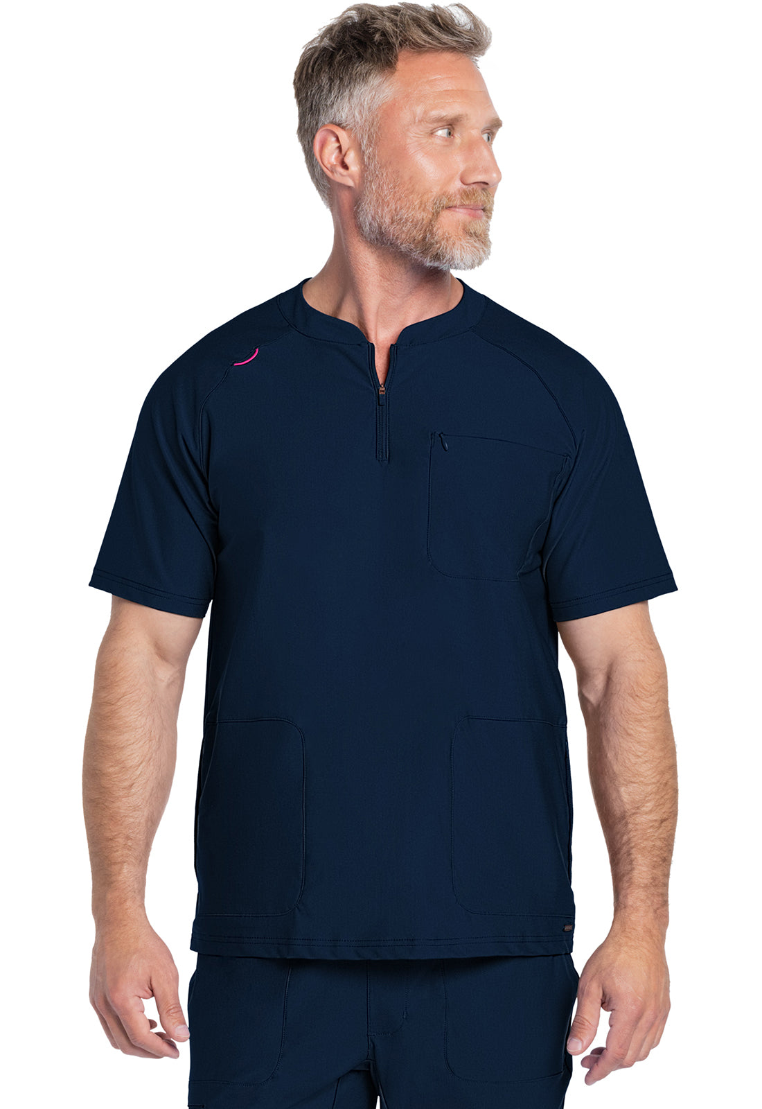 Form CK812 Men's Quarter Zip Henley Top Navy Model Image Front | Cherokee