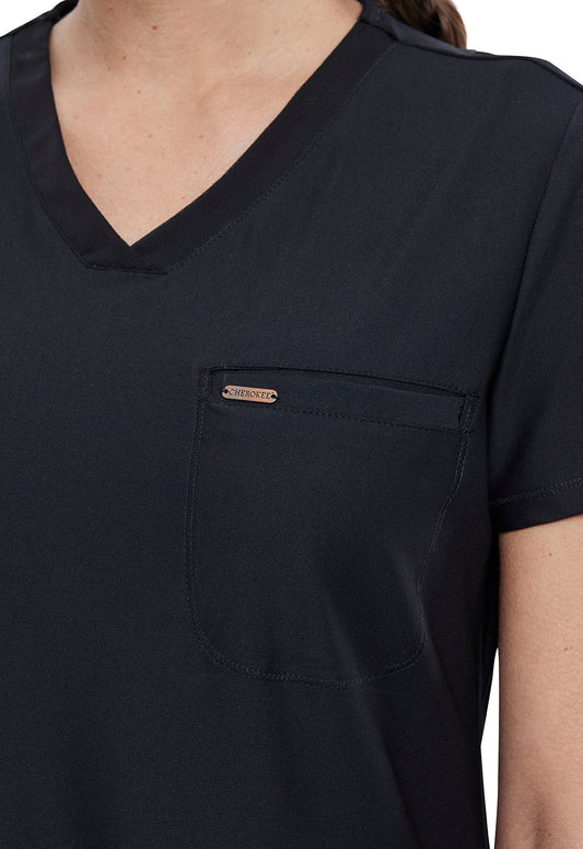 Form CK819 Women's Tuckable V-Neck Scrub Top Black