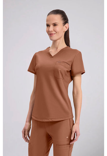Form CK819 Women's Tuckable V-Neck Scrub Top Caffã¨ Mocha