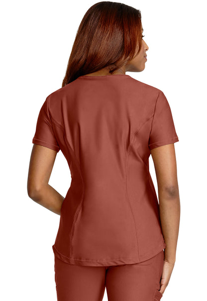 Form CK819 Tuckable V-Neck Top MASALA Model Image Back | Cherokee