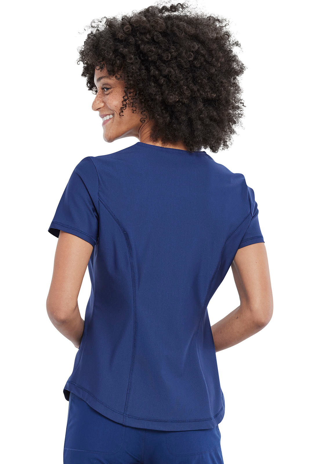 Form CK819 Tuckable V-Neck Top Navy Model Image Back | Cherokee