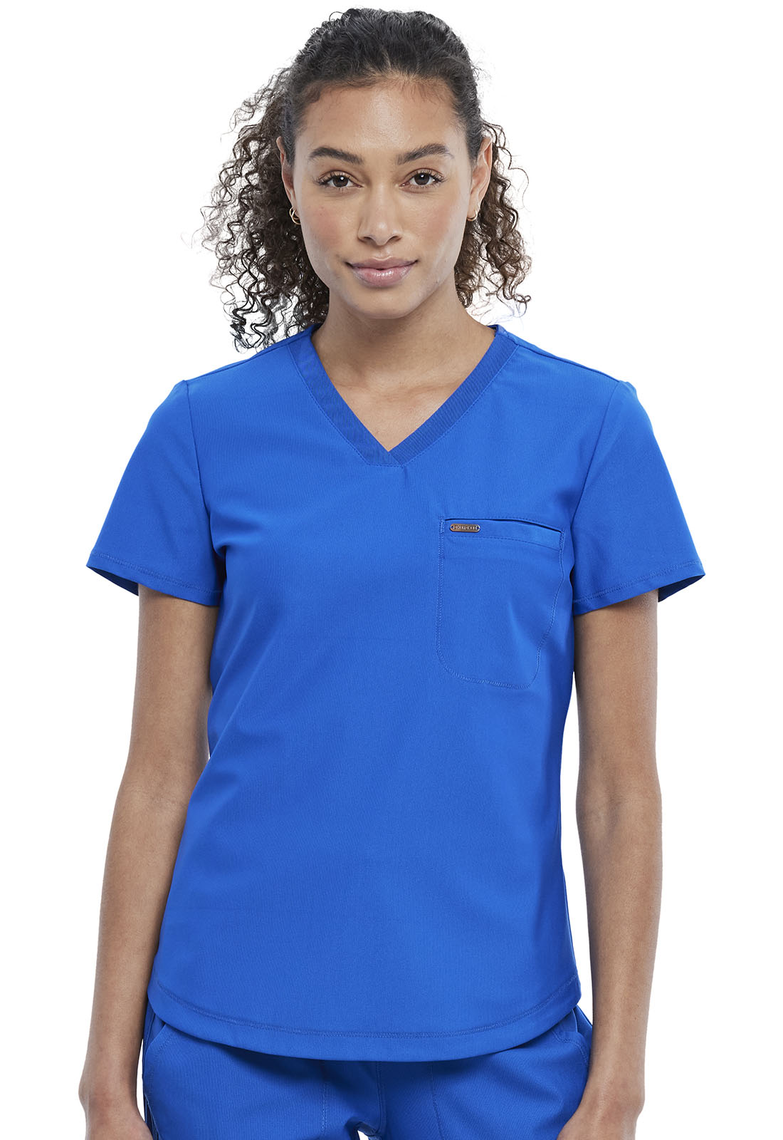 Form CK819 Tuckable V-Neck Top Royal Model Image Front | Cherokee