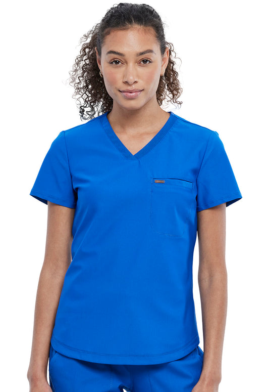 Form CK819 Tuckable V-Neck Top Royal Model Image Front | Cherokee