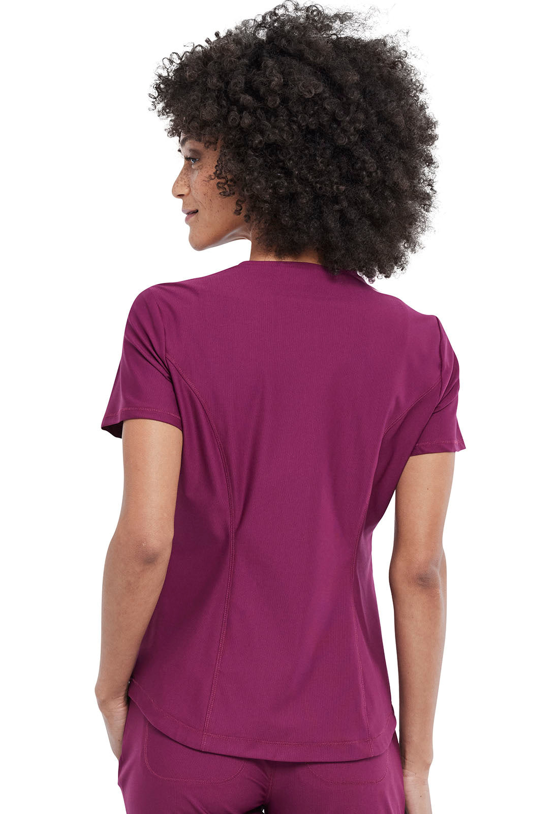 Form CK819 Tuckable V-Neck Top Wine Model Image Back | Cherokee