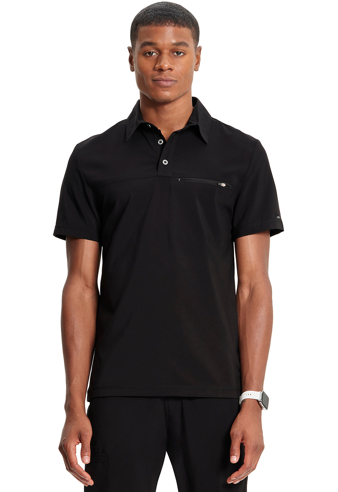 Classics CK825A Men's Polo Shirt Black Model Image Front | Infinity