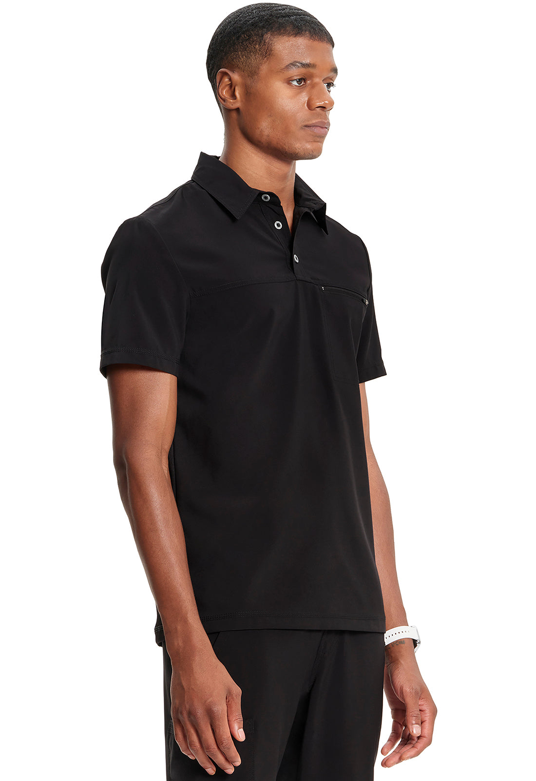 Classics CK825A Men's Polo Shirt Black Model Image Left Side | Infinity