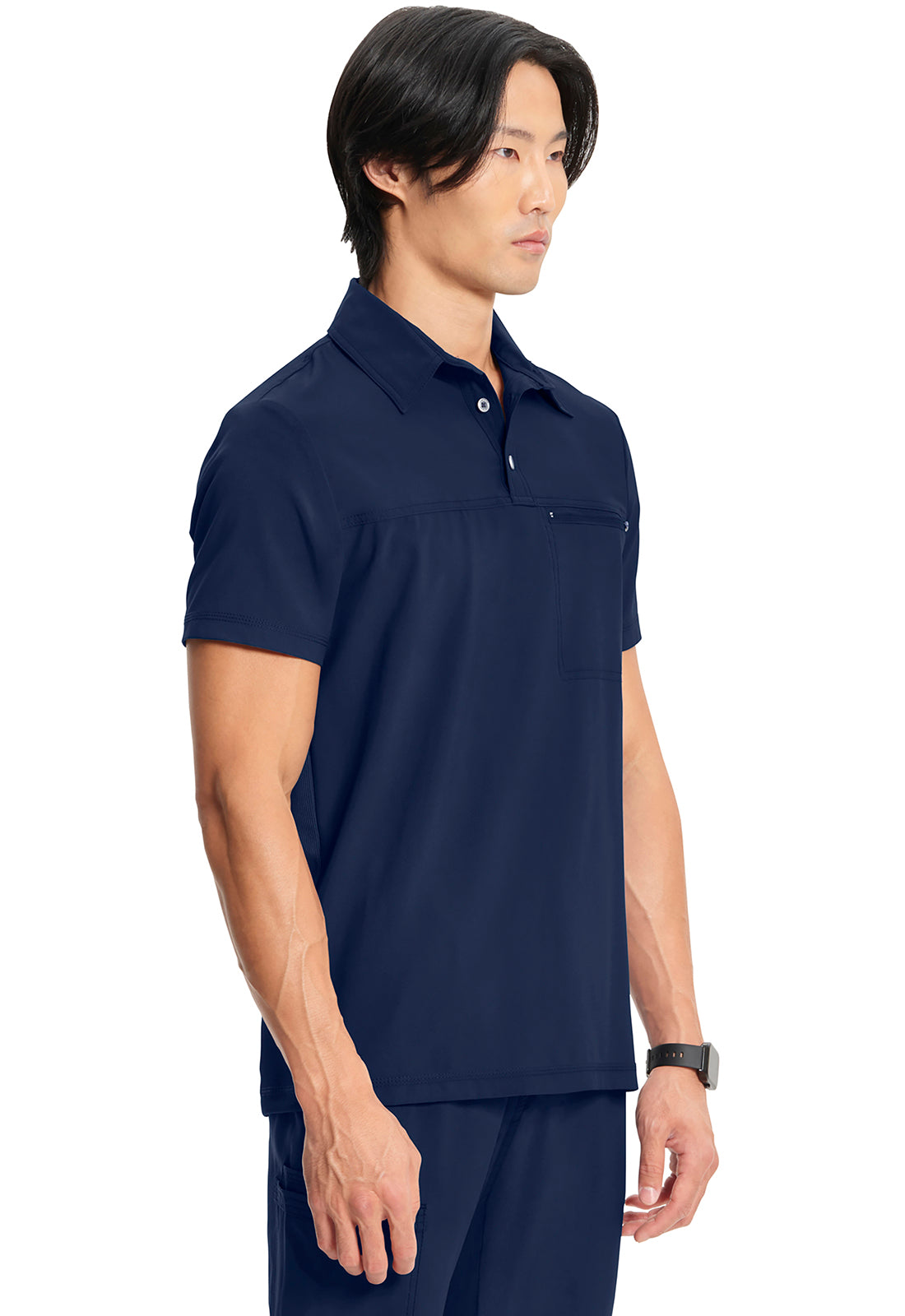 Classics CK825A Men's Polo Shirt Navy Model Image Left Side | Infinity