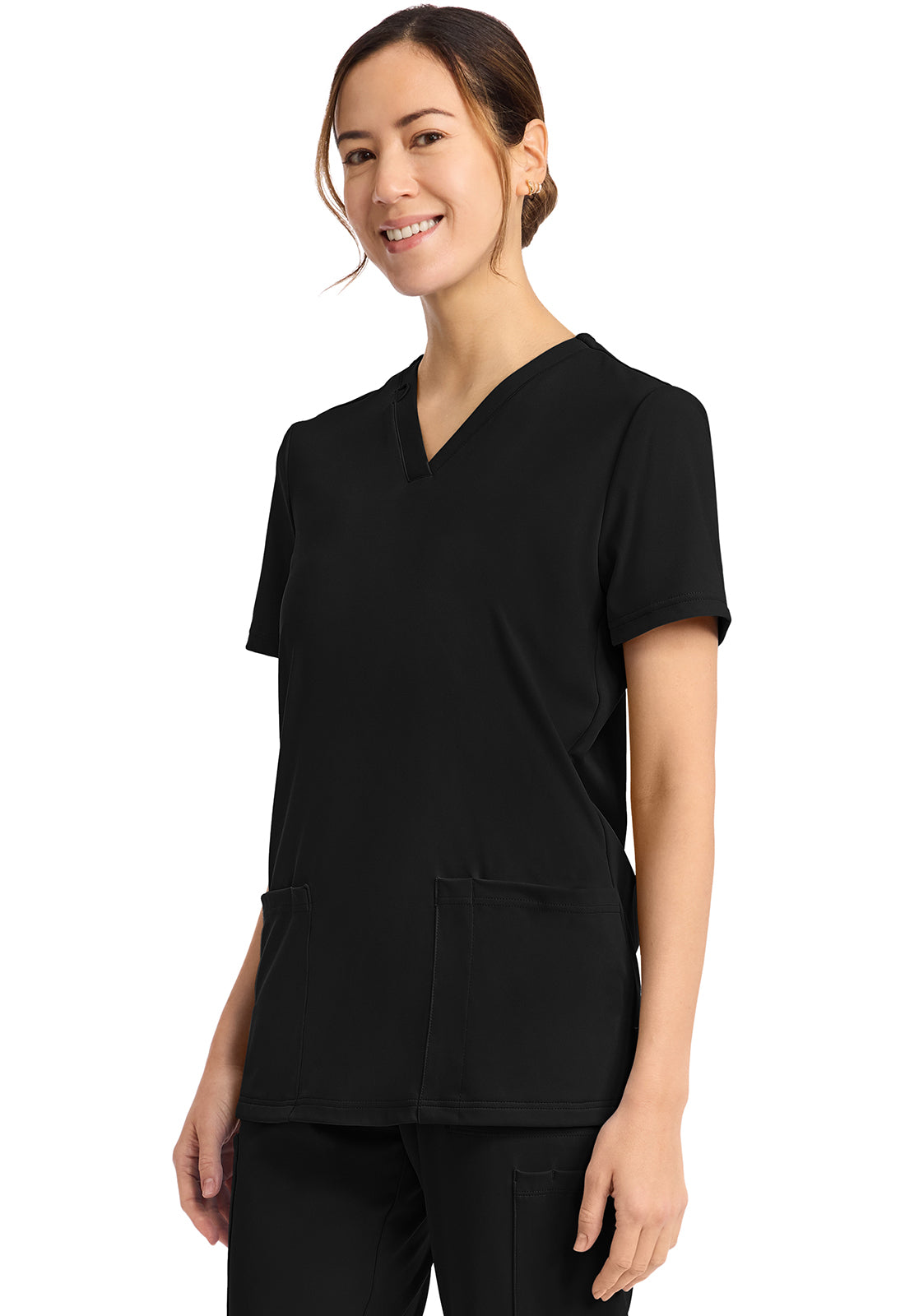 Achieve CK832 Women's 2 Pocket V Neck Top Black Image 3