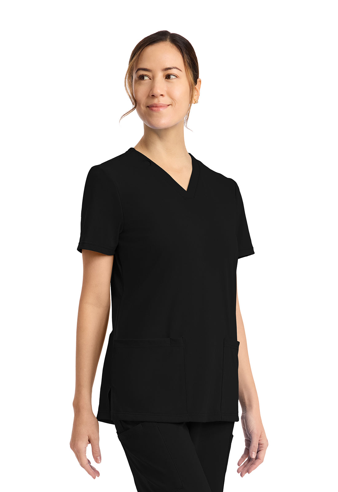 Achieve CK832 Women's 2 Pocket V Neck Top Black Image 5