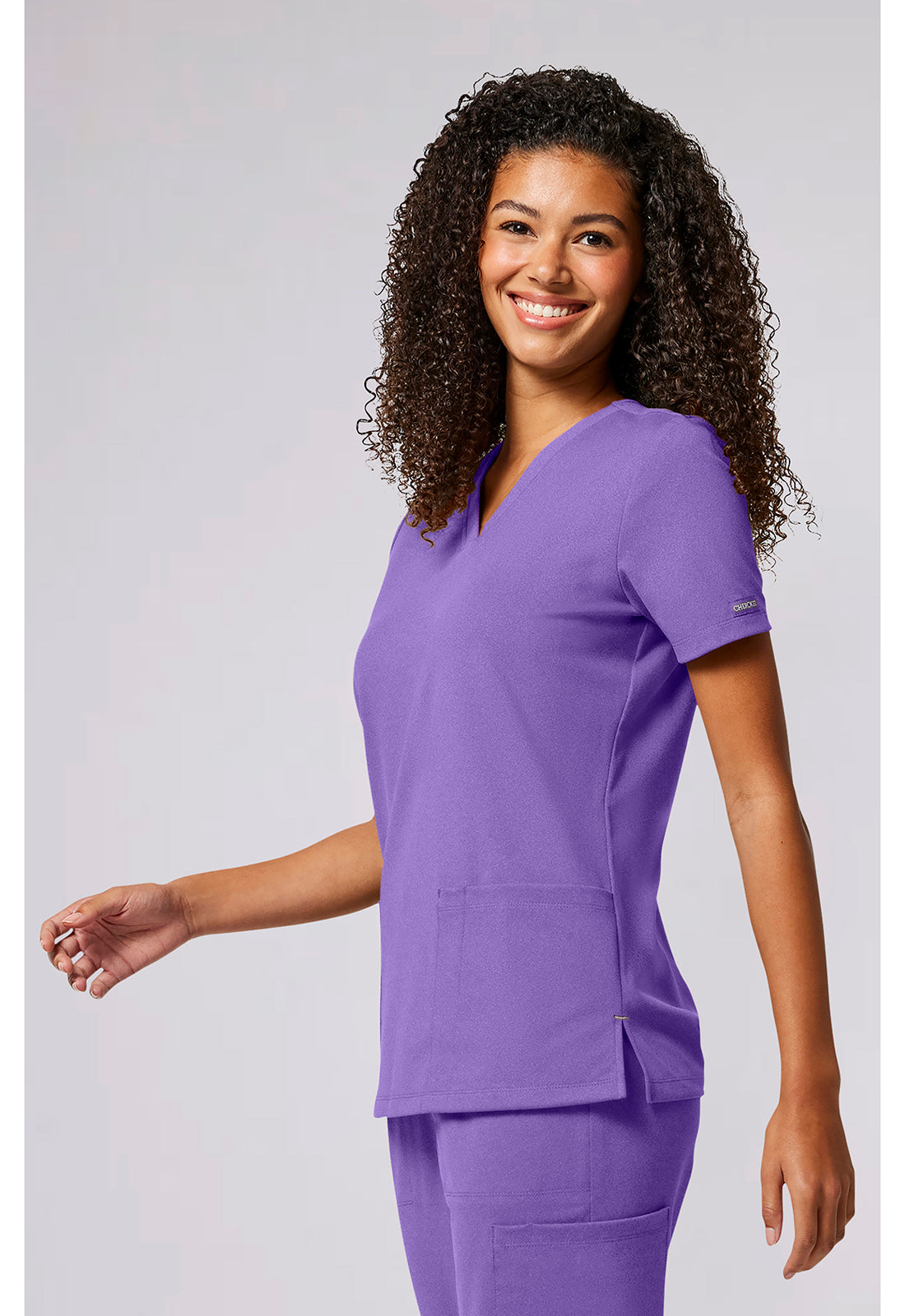 Achieve CK832 Women's 2-Pocket V-Neck Scrub Top Lilac Bloom