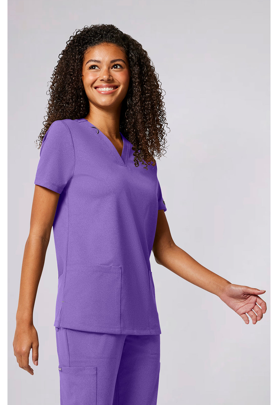 Achieve CK832 Women's 2-Pocket V-Neck Scrub Top Lilac Bloom