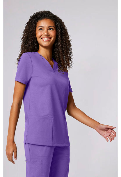 Achieve CK832 Women's 2-Pocket V-Neck Scrub Top Lilac Bloom