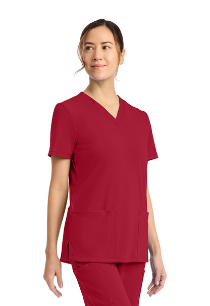 Achieve CK832 Women's 2 Pocket V Neck Top Red Image 5