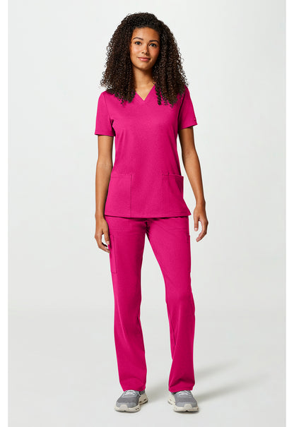 Achieve CK832 Women's 2-Pocket V-Neck Scrub Top Tropical Hibiscus