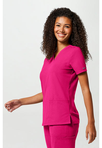 Achieve CK832 Women's 2-Pocket V-Neck Scrub Top Tropical Hibiscus