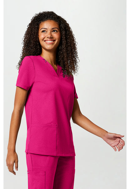 Achieve CK832 Women's 2-Pocket V-Neck Scrub Top Tropical Hibiscus
