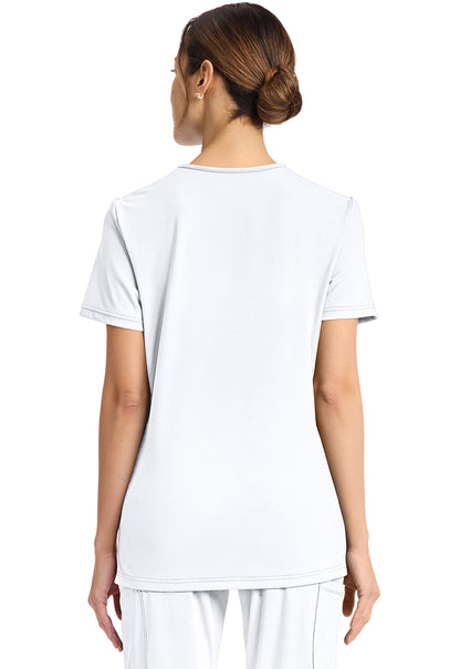Achieve CK832 Women's 2-Pocket V-Neck Top White