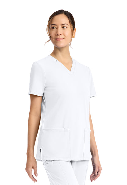 Achieve CK832 Women's 2-Pocket V-Neck Top White