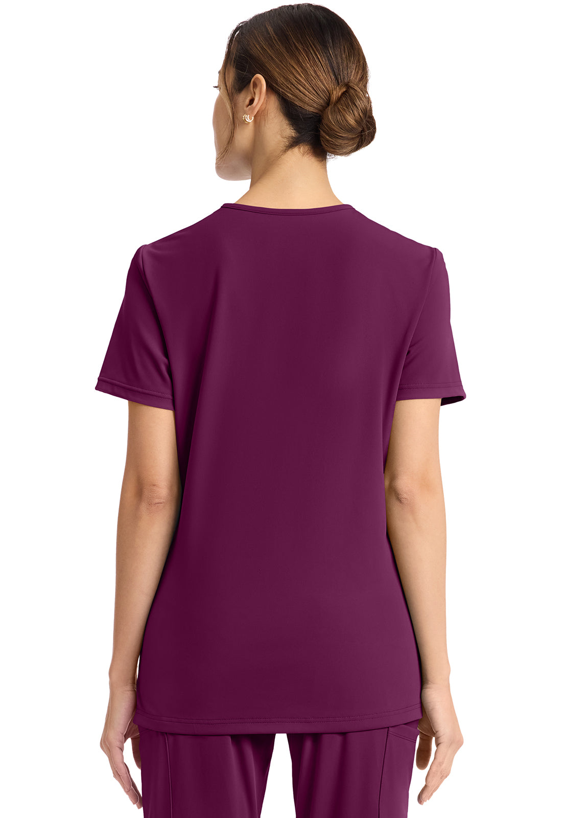 Achieve CK832 Women's 2 Pocket V Neck Top Wild Mulberry Image 4