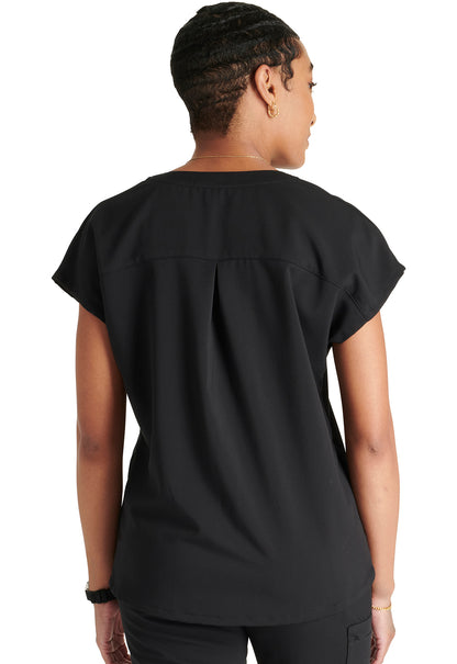 Atmos CK836A V-Neck Top Black Model Image Back | Cherokee