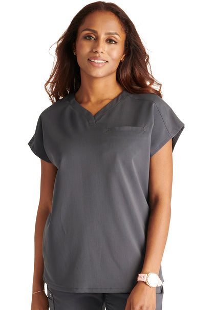 Atmos CK836A V-Neck Top Pewter Model Image Front | Cherokee