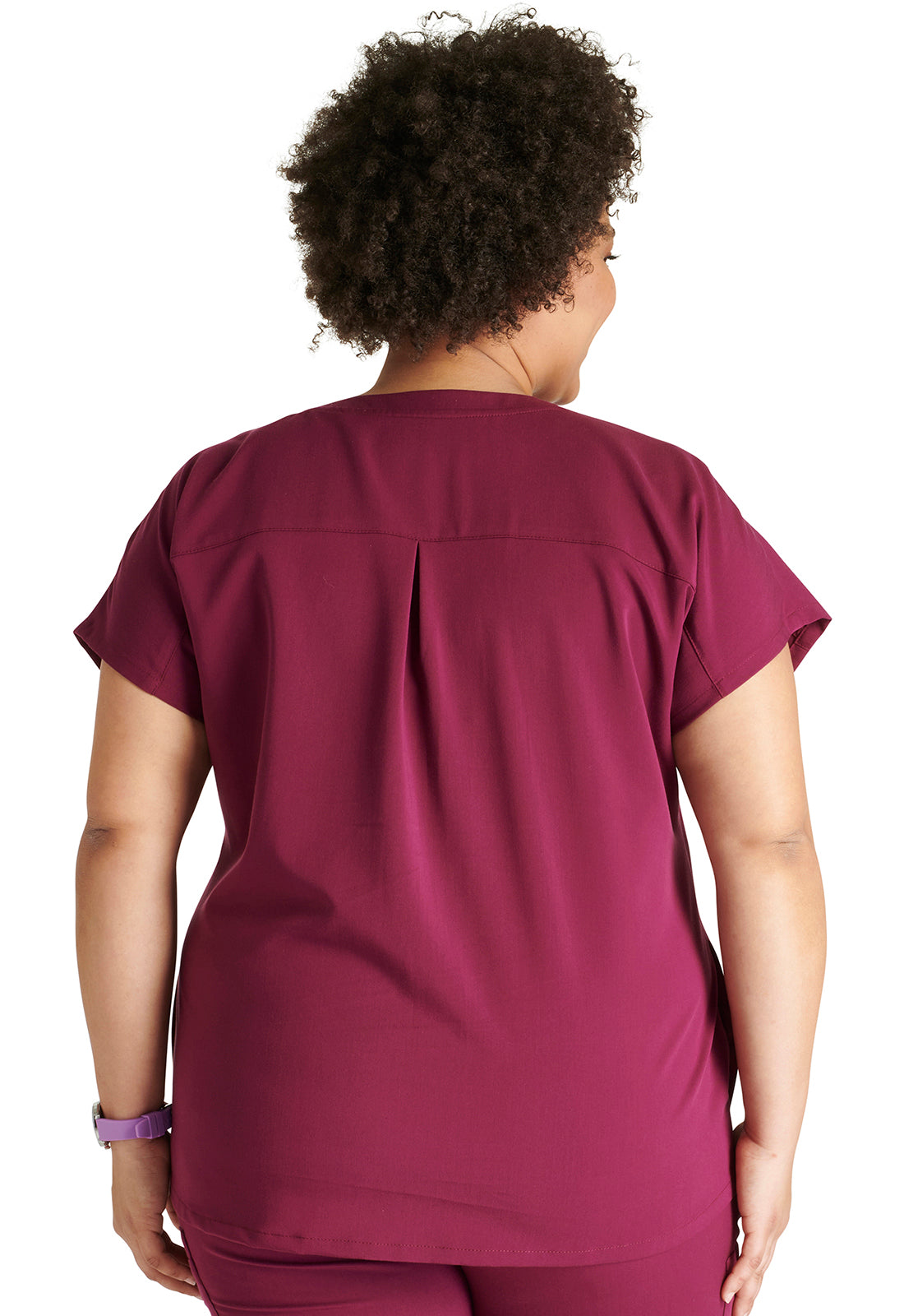 Atmos CK836A V-Neck Top Wine Model Image Back | Cherokee